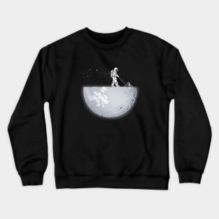 Astronaut mowing the moon Crewneck Sweatshirt